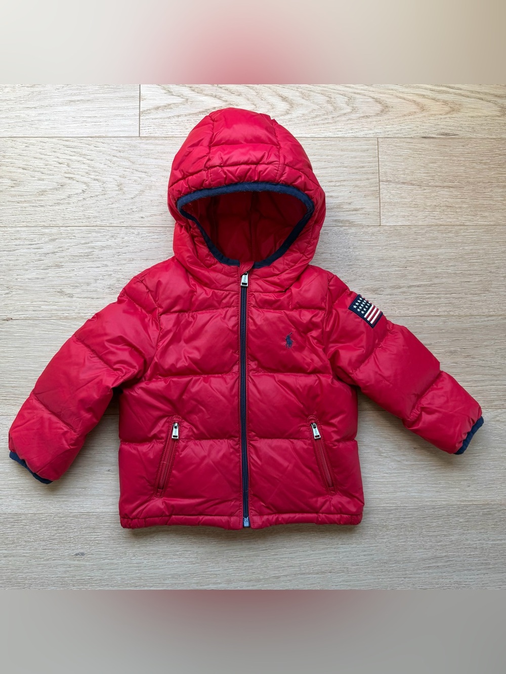Polo Ralph Lauren Red Down Puffer Jacket Flag POLO 24M